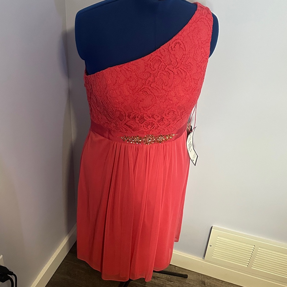 ✨Free Gift w/Purchase✨ One-Shoulder Coral Lace Dress